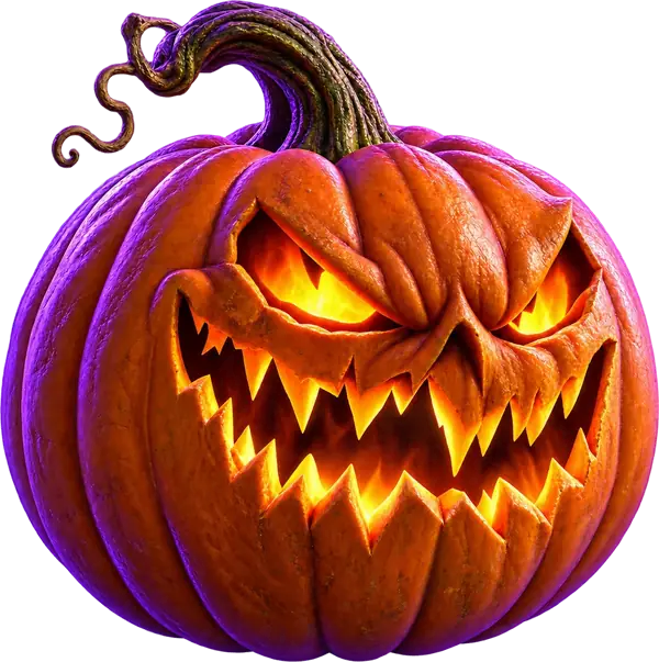 Lit Halloween pumpkin
